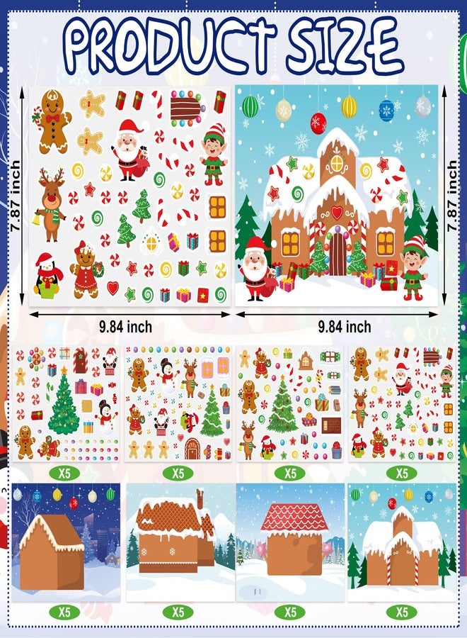 Fairooth 40 Sheets Make a Gingerbread House Stickers Make Your Own Gingerbread House Stickers for Kids DIY Christmas Scene Crafts Sticker Kit for Xmas Holiday Party Home Classroom Games Activities Supplies - Image 2